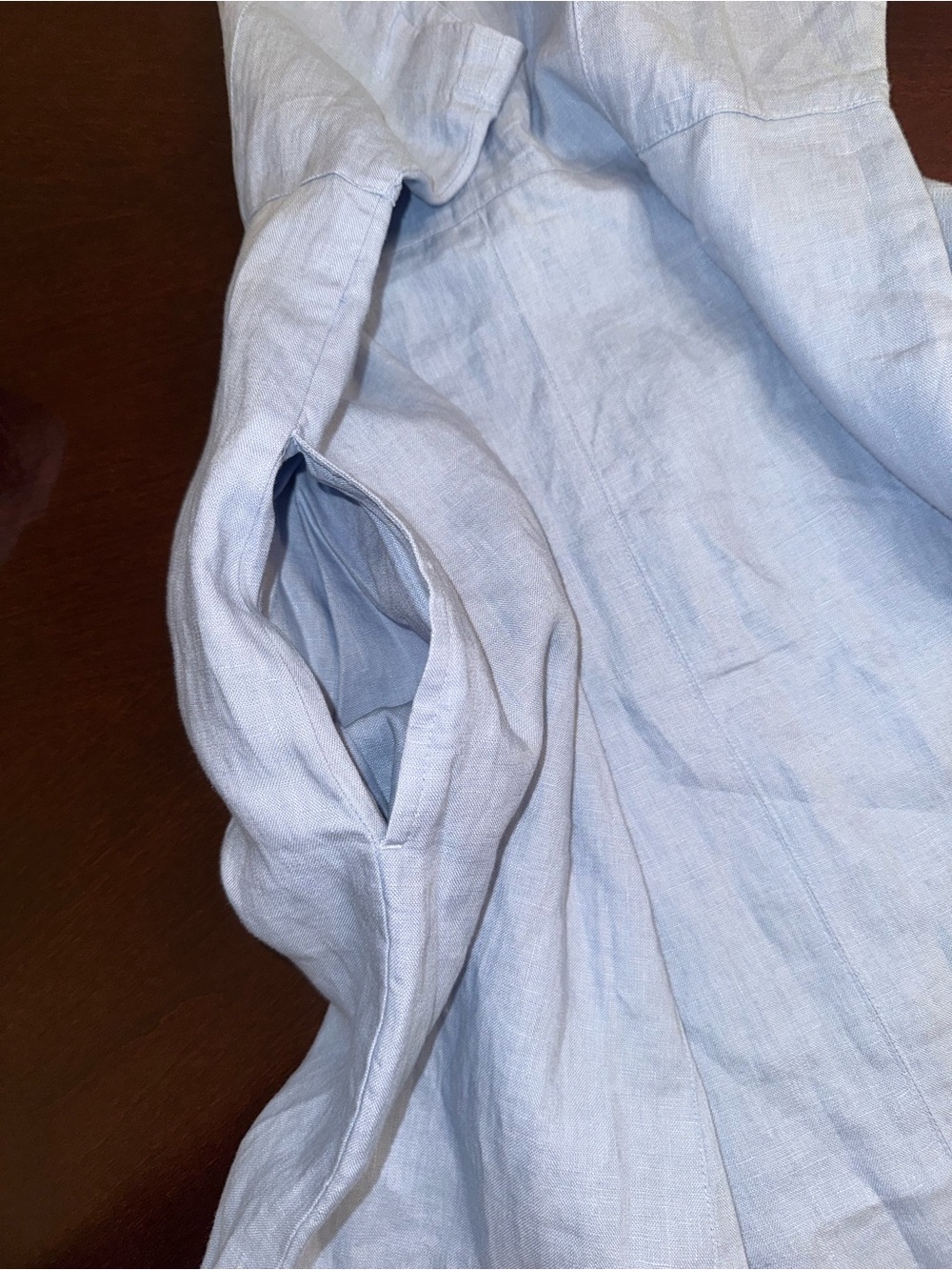 J.Jill Love Linen S Petite Blue Midi Dress w Embroidered Scarf Coastal - Picture 11 of 15